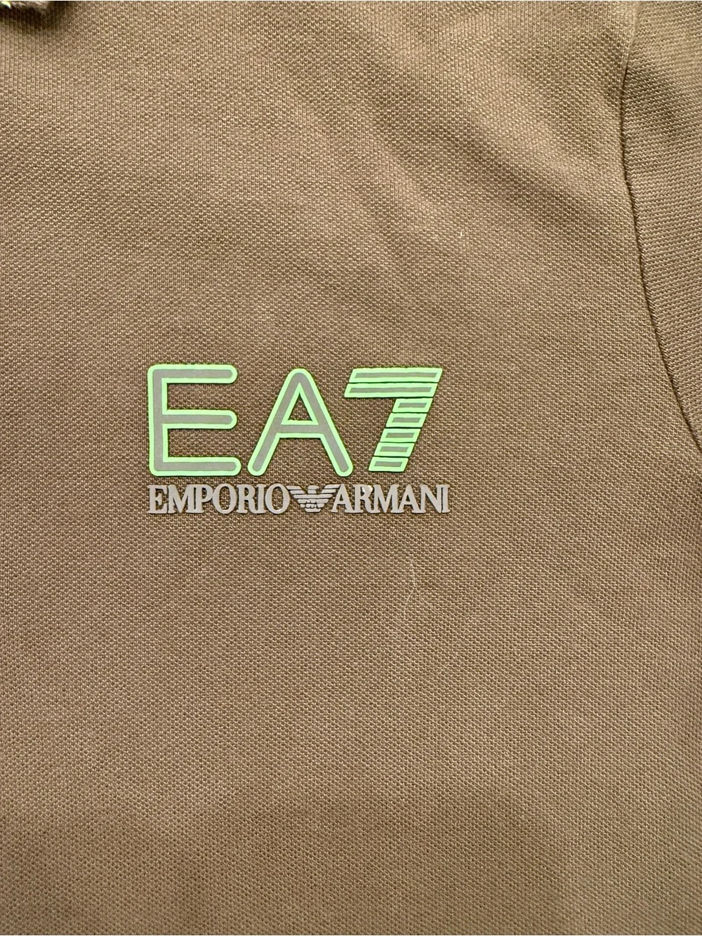 Emporio Armani EA7 Brown Polo with Neon Green Trim
